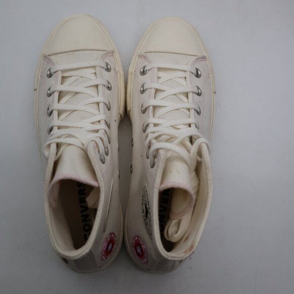 Converse All Star Hi Lift Women’s Size 8 Casual Shoe White Egret Pink Flower - Picture 10 of 11